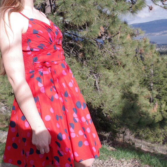 Red H.M Summer Dress U.S 6 - Picture 8 of 11